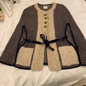 So cute! Navy/tan Anthropologie cape/poncho